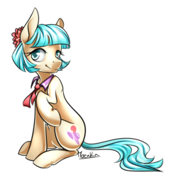 Size: 900x908 | Tagged: safe, artist:moenkin, coco pommel, g4, female, signature, simple background, solo, transparent background