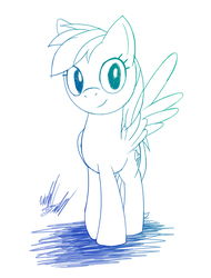 Size: 910x1200 | Tagged: safe, artist:fuzon-s, rainbow dash, g4, female, gradient lineart, monochrome, sketch, smiling, solo, spread wings