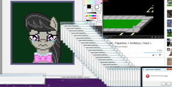 Size: 1494x756 | Tagged: safe, artist:herooftime1000, octavia melody, octavia in the underworld's cello, g4, crying, desktop, error, error message, microsoft windows, pixel art, vinesauce, windows 7