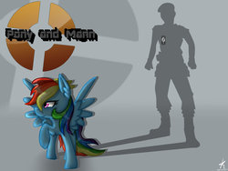 Size: 1032x774 | Tagged: safe, rainbow dash, human, pony, g4, crossover, scout (tf2), team fortress 2