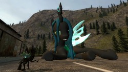 Size: 1920x1080 | Tagged: safe, artist:gmgtsp, queen chrysalis, changeling, pony, g4, 3d, giant (queen) chrysalis, giant pony, gmod, macro