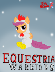 Size: 782x1022 | Tagged: safe, artist:bigrinth, scootaloo, g4, clothes, costume, crossover, cucco, equestria warriors, female, hyrule warriors, nintendo, scootachicken, scootaloo is not amused, solo, the legend of zelda