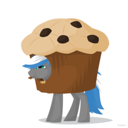 Size: 1280x1280 | Tagged: safe, artist:hoverrover, oc, oc only, oc:cloud zapper, pegasus, pony, clothes, commission, costume, eating, food, food costume, hooves, lineless, male, muffin, muffin costume, simple background, solo, stallion, transparent background