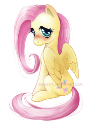 Size: 510x692 | Tagged: safe, artist:miszasta, fluttershy, g4, blushing, female, looking at you, solo