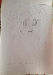 Size: 1754x2448 | Tagged: safe, artist:thefluttrs, fluttershy, g4, female, monochrome, sketch, solo, traditional art