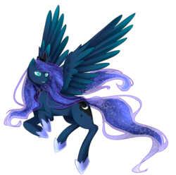 Size: 2376x2356 | Tagged: safe, artist:tsuukiusa, princess luna, g4, female, high res, simple background, smiling, solo, spread wings, transparent background