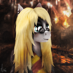 Size: 2000x2000 | Tagged: safe, artist:kaine, pony, clothes, gryffindor, harry potter (series), high res, luna lovegood, piercing, ponified, scarf, solo, sunglasses