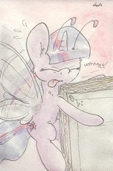 Size: 686x1036 | Tagged: safe, artist:slightlyshade, twilight sparkle, breezie, g4, book, female, solo, traditional art