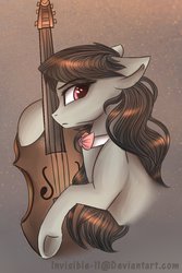 Size: 1024x1536 | Tagged: dead source, safe, artist:petrinox, octavia melody, earth pony, pony, g4, cello, colored pupils, female, floppy ears, looking back, mare, musical instrument, solo