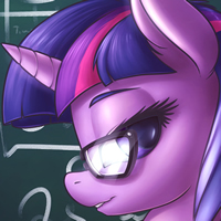 Size: 200x200 | Tagged: safe, artist:shydale, twilight sparkle, g4, beautiful, chalkboard, cropped, female, glasses, lip bite, looking at you, solo, stupid sexy twilight