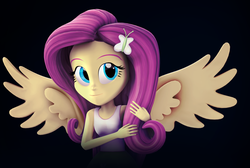 Size: 2844x1912 | Tagged: safe, artist:creatorofpony, artist:flare-chaser, fluttershy, equestria girls, g4, 3d, cute, female, humanized, shyabetes, smiling, solo, source filmmaker, winged humanization, wings