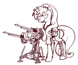 Size: 832x697 | Tagged: safe, artist:inlucidreverie, oc, oc only, oc:greaser, pony, unicorn, fallout equestria, fallout equestria: outlaw, lineart, monochrome, solo, wip