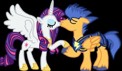 Size: 1024x604 | Tagged: safe, artist:sparkleponyartist, flash sentry, rarity, alicorn, pegasus, pony, g4, black background, female, jontron thread, male, mare, race swap, raricorn, sentrity, shipping, simple background, stallion