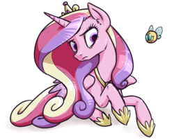 Size: 1280x1036 | Tagged: safe, artist:inlucidreverie, princess cadance, alicorn, parasprite, pony, g4, simple background, sitting, transparent background