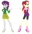 Size: 543x575 | Tagged: safe, artist:berrypunchrules, indigo wreath, nolan north, equestria girls, g4, background human, duo, duo female, equestria guys, female, laurel wreath, rule 63, sandy south