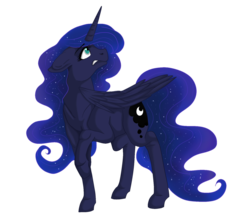 Size: 1024x882 | Tagged: safe, artist:gloriajoy, princess luna, horse, g4, female, floppy ears, hoers, looking up, nervous, raised hoof, simple background, solo, transparent background