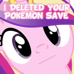 Size: 4800x4800 | Tagged: safe, edit, princess cadance, g4, :|, absurd resolution, close-up, everything is ruined, face, hi anon, looking at you, meme, pokémon, pure unfiltered evil