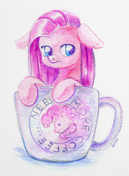 Size: 525x719 | Tagged: safe, artist:maytee, pinkie pie, earth pony, pony, g4, cup of pony, female, pinkamena diane pie, solo, traditional art