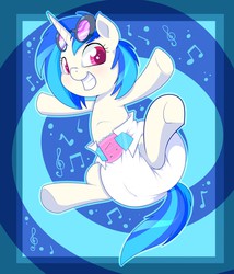 Size: 1097x1280 | Tagged: safe, artist:cuddlehooves, dj pon-3, vinyl scratch, g4, cuddlehooves is trying to murder us, cute, diaper, female, glasses, non-baby in diaper, poofy diaper, solo, vinylbetes