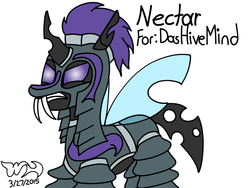 Size: 1024x768 | Tagged: safe, artist:xwoofyhoundx, oc, oc only, oc:nectar, changeling, armor, purple changeling, request