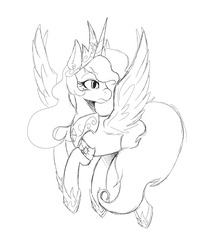 Size: 1280x1625 | Tagged: safe, artist:wirelesspony, princess celestia, g4, female, monochrome, solo