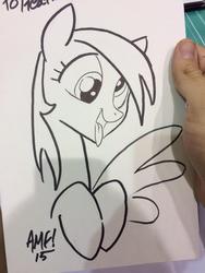 Size: 600x800 | Tagged: safe, artist:tony fleecs, derpy hooves, pegasus, pony, g4, female, mare, monochrome, solo, traditional art