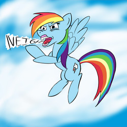 Size: 650x650 | Tagged: safe, artist:firenhooves, rainbow dash, pegasus, pony, g4, flying, horse noises, horses doing horse things, outdoors, sky