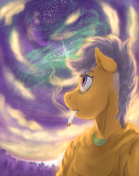 Size: 1017x1284 | Tagged: safe, scootaloo, anthro, g4, cigarette, clothes, female, hoodie, night, smoking, solo, stars