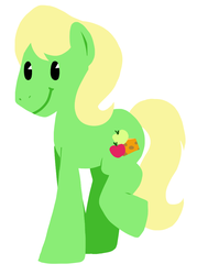 Size: 715x1000 | Tagged: safe, artist:frog&cog, wensley, earth pony, pony, g4, apple, apple family, apple family member, background pony, male, smiling, solo, stallion