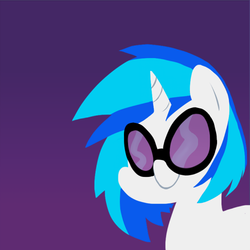 Size: 500x500 | Tagged: safe, artist:coggler, dj pon-3, vinyl scratch, g4, cute, female, purple background, simple background, solo