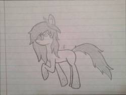 Size: 960x721 | Tagged: safe, artist:nillinx, oc, oc only, oc:pepper, earth pony, pony, lined paper, monochrome, solo, standing, traditional art