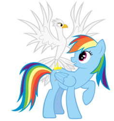 Size: 3500x3704 | Tagged: safe, artist:stabzor, rainbow dash, bird, eagle, pegasus, pony, g4, high res, polish, simple background, spread wings, transparent background, vector, wings