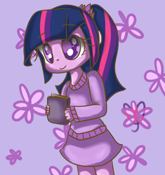 Size: 1024x1088 | Tagged: safe, artist:tamoqu, twilight sparkle, equestria girls, g4, book, female, solo