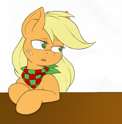 Size: 549x560 | Tagged: safe, artist:joey darkmeat, artist:shawnyall, applejack, earth pony, pony, g4, female, neckerchief, solo