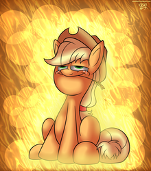 Size: 2200x2500 | Tagged: safe, artist:neoncel, applejack, g4, female, high res, sitting, smiling, solo, straw