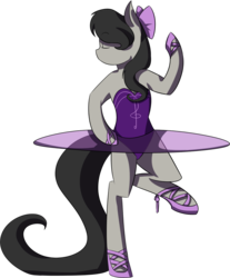 Size: 1280x1545 | Tagged: safe, artist:mokychan, octavia melody, semi-anthro, g4, ballerina, clothes, dancing, female, leotard, simple background, solo, transparent background, tutu