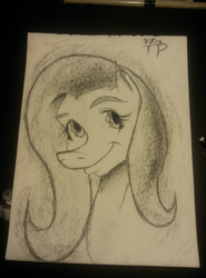 Size: 1980x2670 | Tagged: safe, artist:thethunderpony, fluttershy, g4, smiling, traditional art