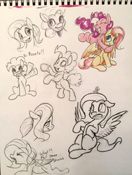 Size: 900x1200 | Tagged: safe, artist:tsitra360, fluttershy, pinkie pie, g4, traditional art