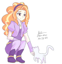 Size: 800x822 | Tagged: safe, artist:jonfawkes, adagio dazzle, cat, equestria girls, g4, my little pony equestria girls: rainbow rocks, 30 minute art challenge, adoragio, butt, cute, kneeling, petting, plot, reformed, smiling