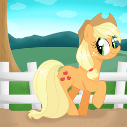 Size: 5600x5600 | Tagged: safe, artist:balloons504, applejack, earth pony, pony, g4, absurd resolution, female, raised hoof, solo