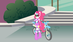 Size: 1200x692 | Tagged: source needed, safe, artist:kiwi, pinkie pie, equestria girls, g4, my little pony equestria girls: friendship games, boots, clothes, female, gloves, helmet, motocross outfit, motorcross, motorcycle, motorcycle outfit, shoes, solo