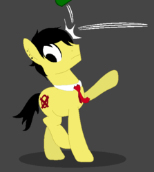 Size: 498x558 | Tagged: safe, artist:willprowlersoc's, oc, oc:wrong way, pony, base used, bottle, derp, male, musician, necktie, solo, stallion