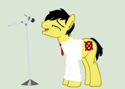 Size: 830x592 | Tagged: safe, artist:willprowlersoc's, oc, oc:wrong way, pony, base used, microphone, microphone stand, musician, singing, solo, vocalist