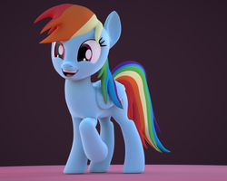 Size: 1280x1024 | Tagged: dead source, safe, artist:creatorofpony, rainbow dash, pegasus, pony, g4, 3d, 3d model, blender, cute, dashabetes, female, happy, mare, open mouth, smiling, solo, test, wip