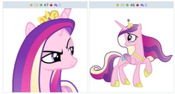 Size: 829x447 | Tagged: safe, princess cadance, derpibooru, g4, exploitable meme, juxtaposition, juxtaposition win, meme, meta