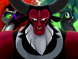 Size: 4288x3238 | Tagged: safe, artist:alskylark, king sombra, lord tirek, queen chrysalis, g4