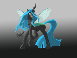 Size: 1024x768 | Tagged: safe, artist:doz2nd, queen chrysalis, changeling, changeling queen, g4, female, insect wings, solo, transparent wings, wings