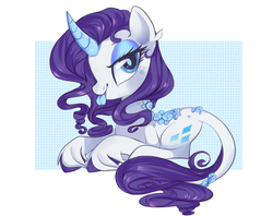 Size: 1002x795 | Tagged: dead source, safe, artist:suzuii, rarity, classical unicorn, g4, :p, female, horn, leonine tail, solo, tongue out