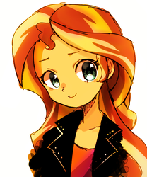 Size: 500x600 | Tagged: safe, artist:weiliy, sunset shimmer, equestria girls, g4, bust, cute, female, shimmerbetes, simple background, solo