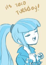 Size: 679x960 | Tagged: safe, artist:ayachiichan, sonata dusk, equestria girls, g4, my little pony equestria girls: rainbow rocks, cute, eyes closed, female, happy, smiling, solo, sonataco, taco tuesday, that girl sure loves tacos, that siren sure does love tacos, traditional art